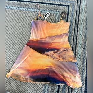 sunset greece blocked mini dress